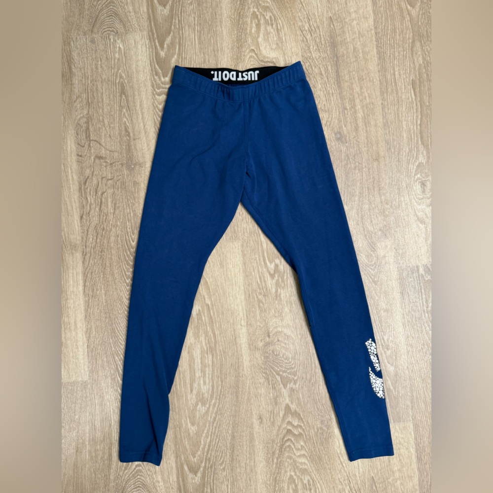 Nike Blue Leggings with White Logo